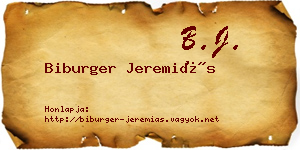 Biburger Jeremiás névjegykártya